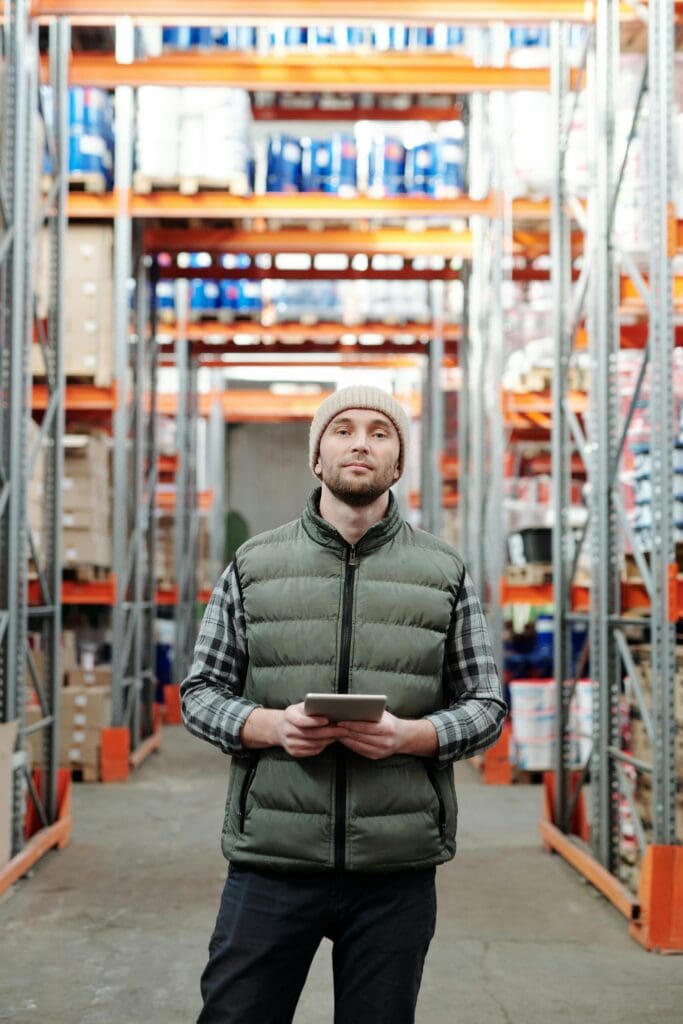 warehouse worker with tablet