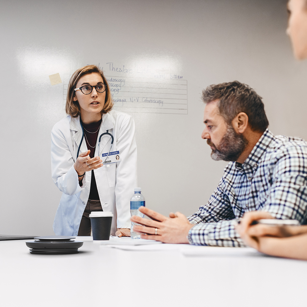 healthcare workers conference call